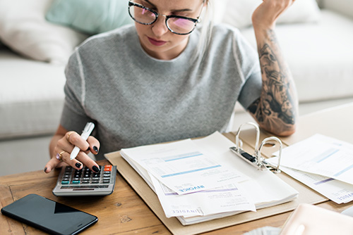 woman with calculator